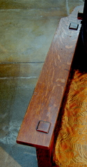Detail true right arm, showing the quarter sawed white oak grain figure.